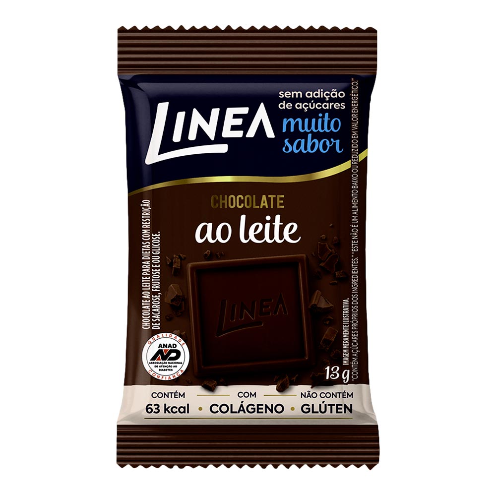 Encontraproduto.com.br - Mini Tablete de Chocolate Ao Leite Zero Açúcar 13g - Linea