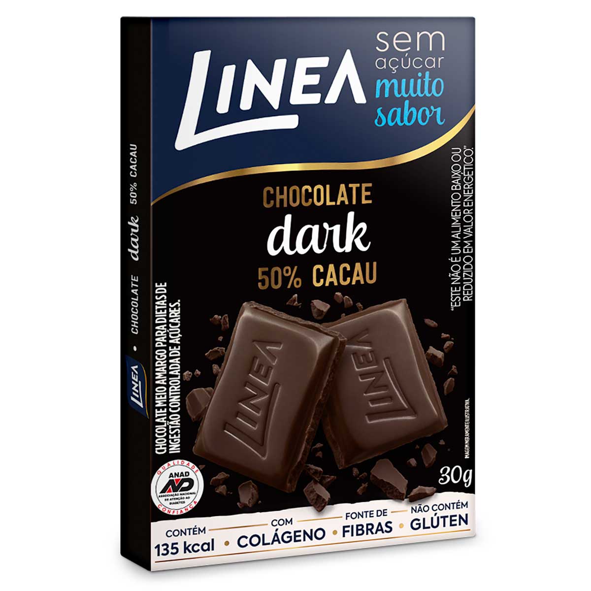 Chocolate Dark 50% Zero Açúcar 30g - Linea