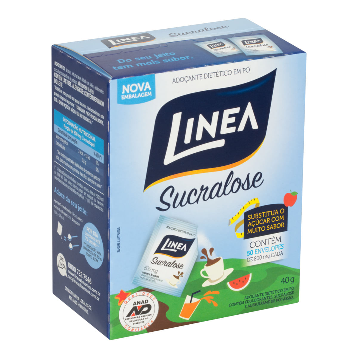 Encontraproduto.com.br - Adoçante Linea Sucralose Em Pó Sem Glúten 40 G 50 U