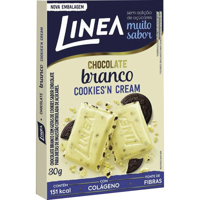 Encontraproduto.com.br - Chocolate Branco Linea Zero Cookiesn cream Unidade com 30g