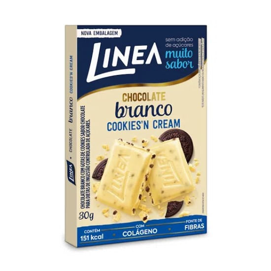Encontraproduto.com.br - Chocolate Branco Linea Zero Cookiesn cream Unidade com 30g