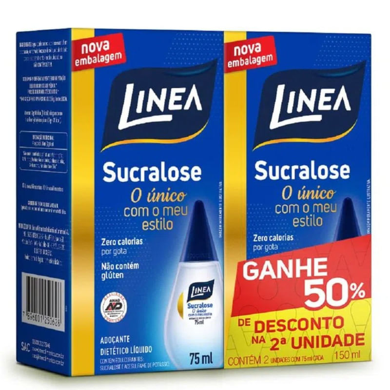 Encontraproduto.com.br - Adoçante Líquido Linea Sucralose Pack com 2x75ml