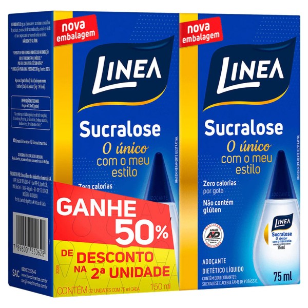 Encontraproduto.com.br - Adoçante Líquido Linea Sucralose Pack com 2x75ml
