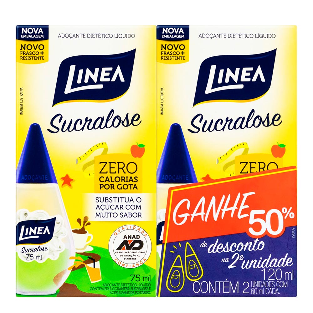 Encontraproduto.com.br - Adoçante Líquido Linea Sucralose Pack com 2x75ml