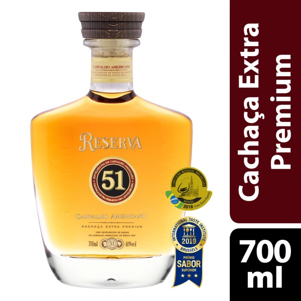 Encontraproduto.com.br - Cachaça Extra Premium Reserva 51 Carvalho Americano Garrafa com 700ml