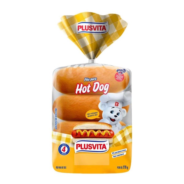 Encontraproduto.com.br - Pão Para Hot Dog Plus Vita Pacote Com 4 Unidades 270g