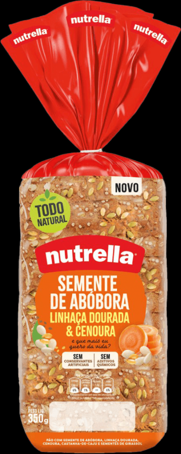 Encontraproduto.com.br - Pão Integral Nutrella Semente de Abóbora e Linhaça Pacote com 350g