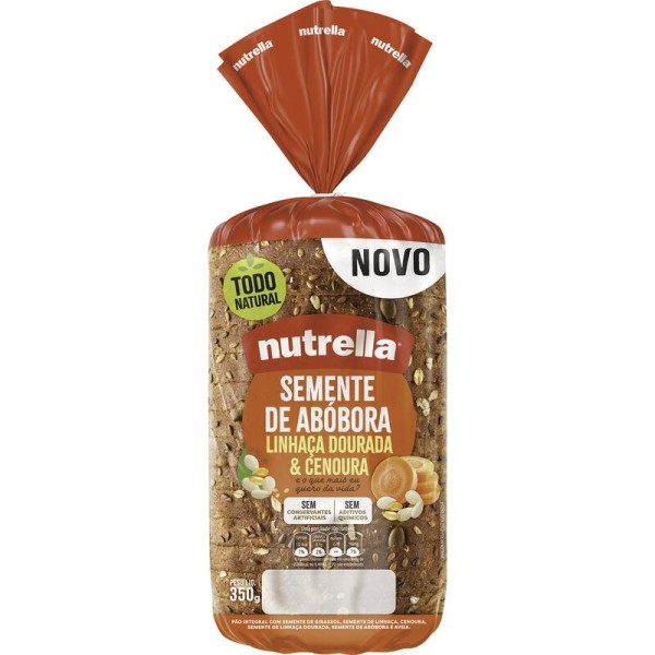 Encontraproduto.com.br - Pão Integral Nutrella Semente de Abóbora e Linhaça Pacote com 350g
