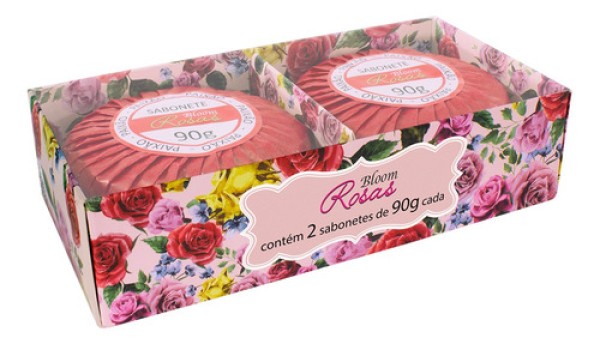 Encontraproduto.com.br - Estojo com 2 Sabonetes Bloom Rosas Aromática Paixão 90g Cada