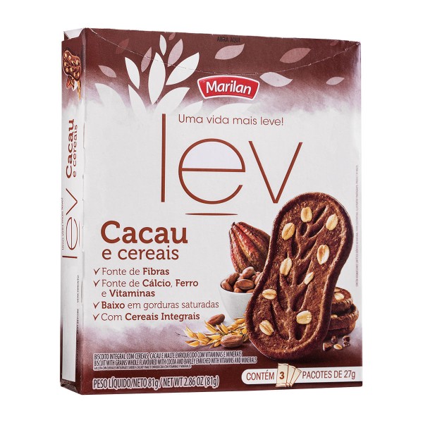 Encontraproduto.com.br - Biscoito Integral de Cacau Marilan Lev 81g