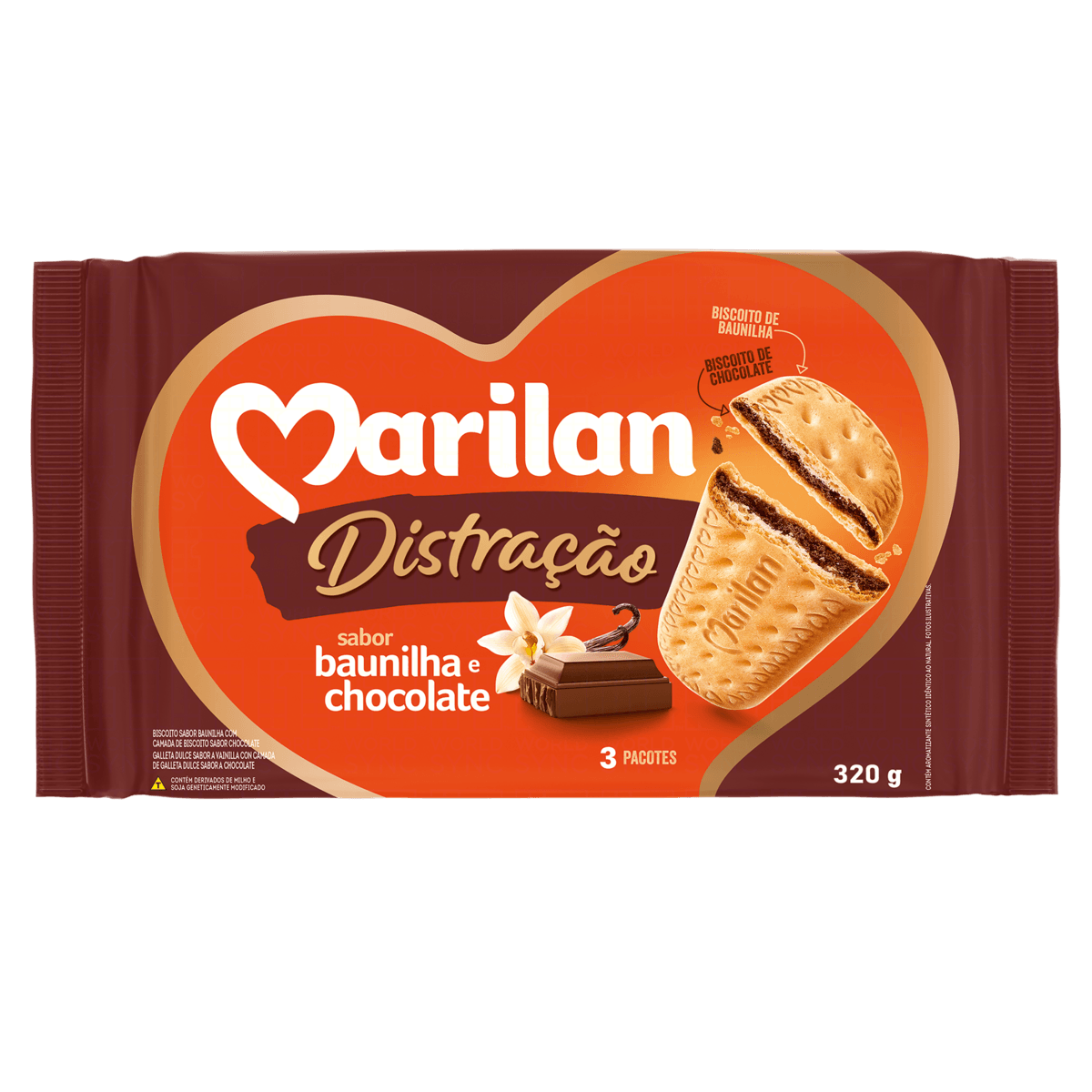 Encontraproduto.com.br - Biscoito Baunilha e Chocolate Marilan Distração Pacote 320g