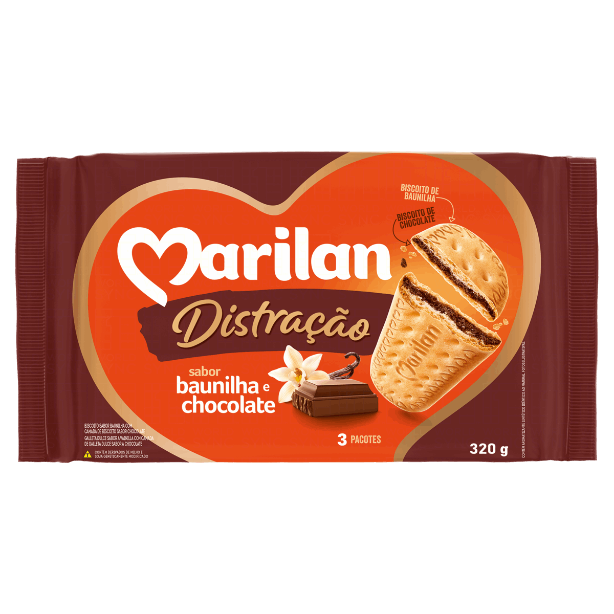 Encontraproduto.com.br - Biscoito Baunilha e Chocolate Marilan Distração Pacote 320g