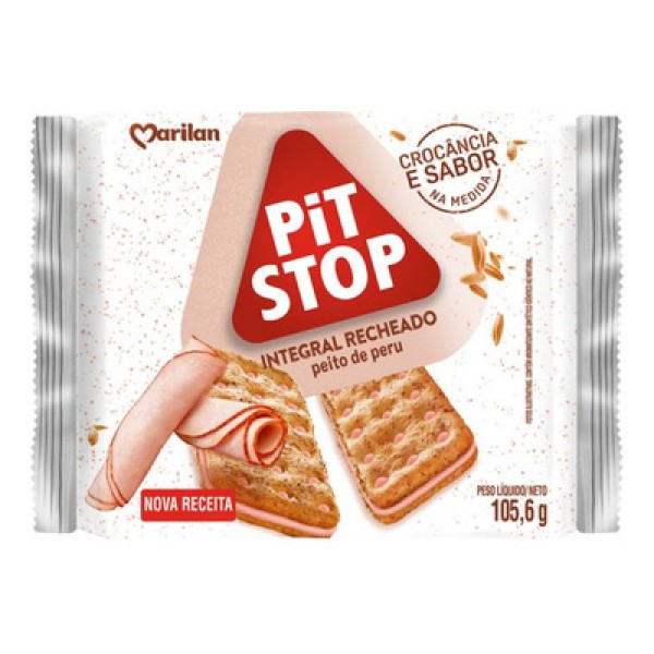 Encontraproduto.com.br - Biscoito Pit Stop Recheado Peito de Peru 91g - Marilan