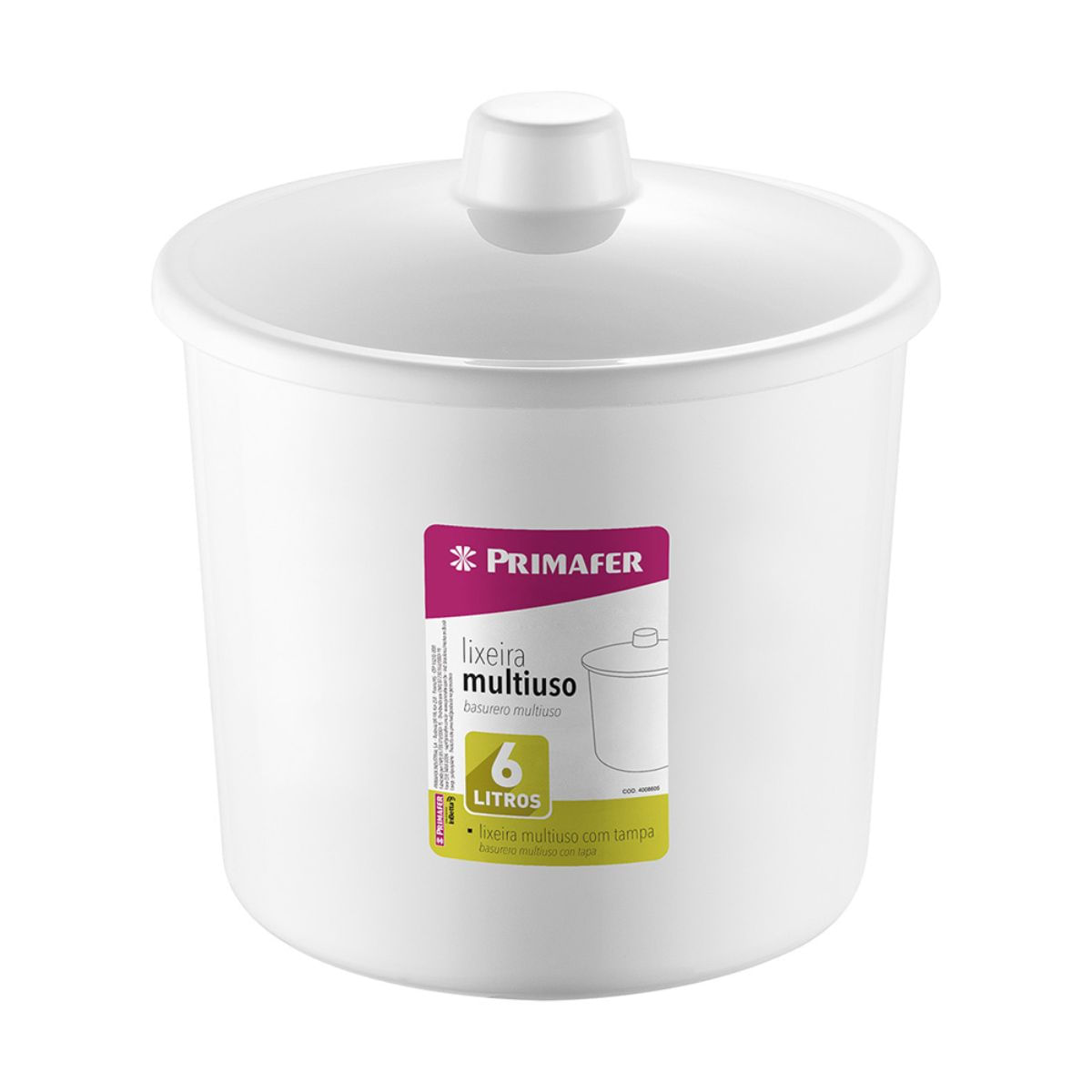 Encontraproduto.com.br - Lixeira Com Tampa Branca 6l Atlas