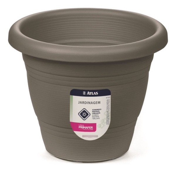 Vaso para Planta Plástico Redondo Cinza 22 cm Atlas