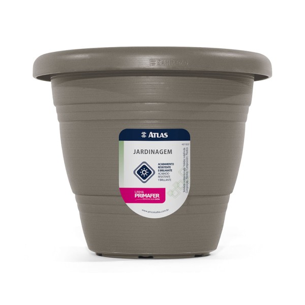 Vaso para Planta Plástico Redondo Cinza 17 cm Atlas