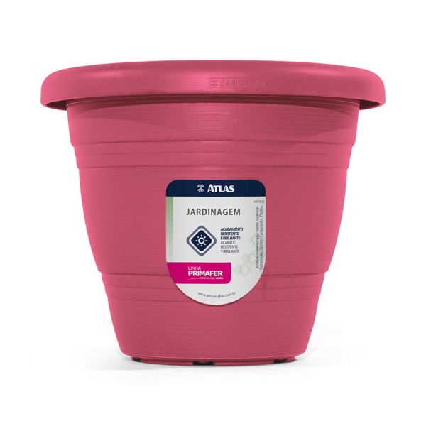 Vaso para Planta Plástico Redondo Rosa 22 cm Atlas