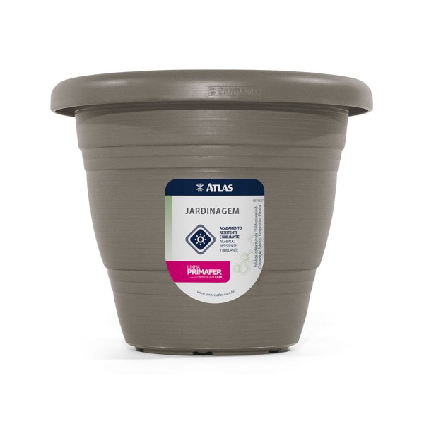 Vaso para Planta Plástico Redondo Cinza 13 cm Atlas