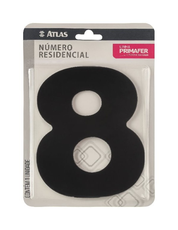 Encontraproduto.com.br - Algarismo Atlas C/ Adesivo Preto 8 12,5cm