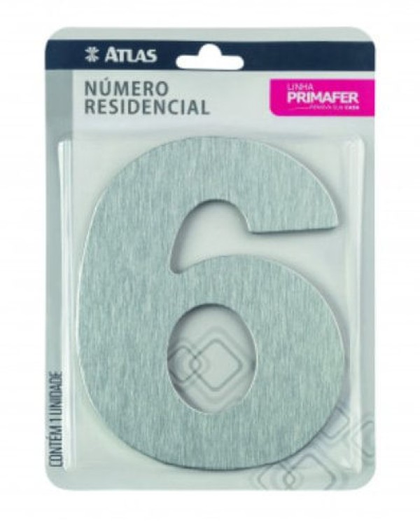 Encontraproduto.com.br - Algarismo Numérico para Casa Adesivo 12cm 6 Acm - Atlas - PR3001/6 - Unitário