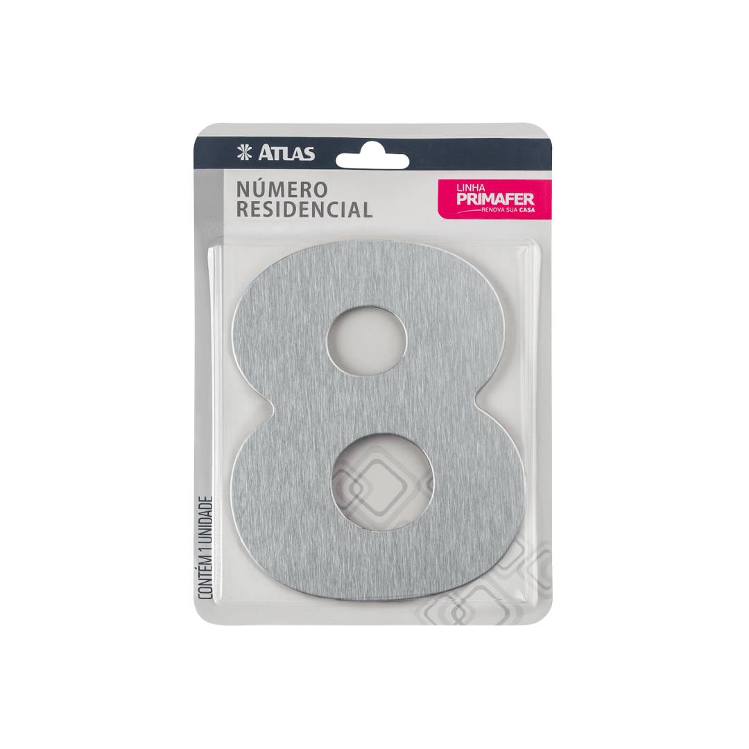 Encontraproduto.com.br - Algarismo Numérico para Casa Adesivo 12cm 8 Acm - Atlas - PR3001/8 - Unitário