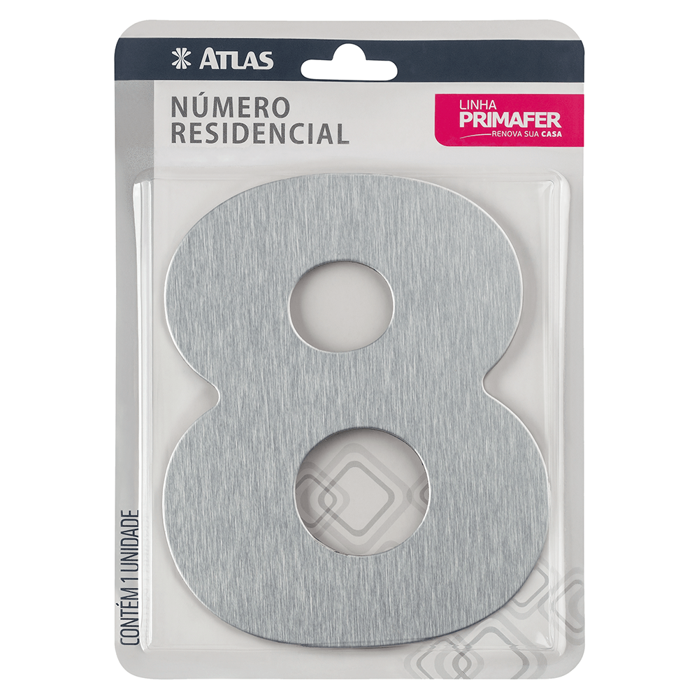 Encontraproduto.com.br - Algarismo Numérico para Casa Adesivo 12cm 8 Acm - Atlas - PR3001/8 - Unitário