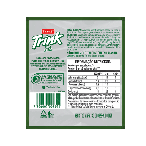 Encontraproduto.com.br - Refresco em Pó Limã Trink 15g