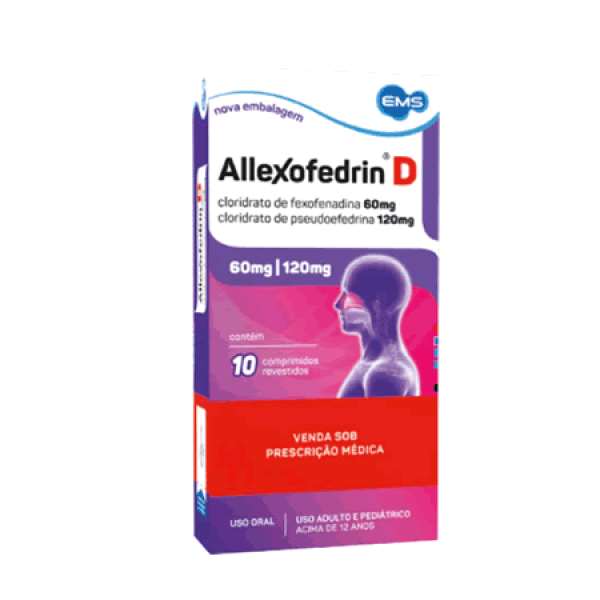 Encontraproduto.com.br - Allexofedrin D 60mg + 120mg 10 Comprimidos Revestidos