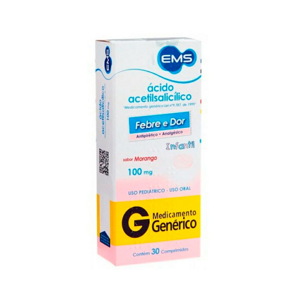 Encontraproduto.com.br - Ácido Acetilsalicílico 100mg 30 Comprimidos Ems