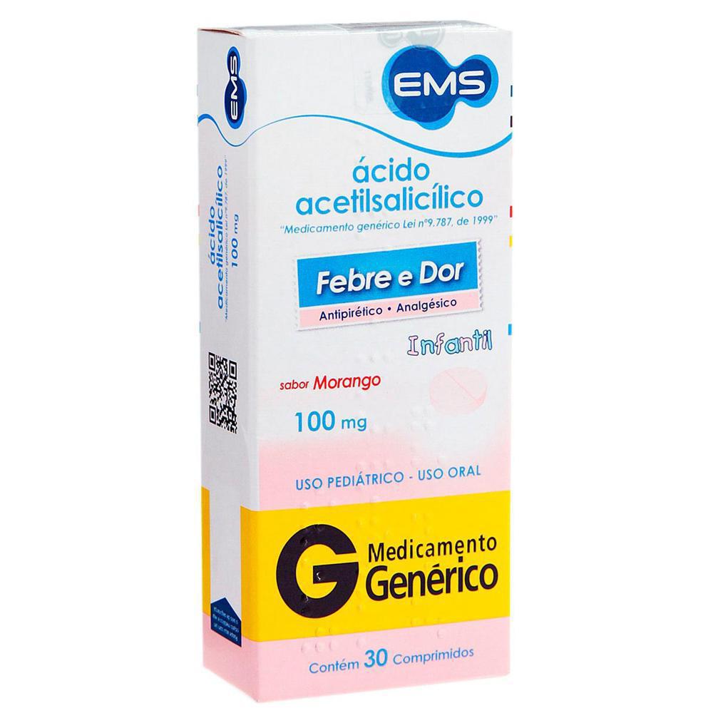 Encontraproduto.com.br - Ácido Acetilsalicílico 100mg 30 Comprimidos Ems