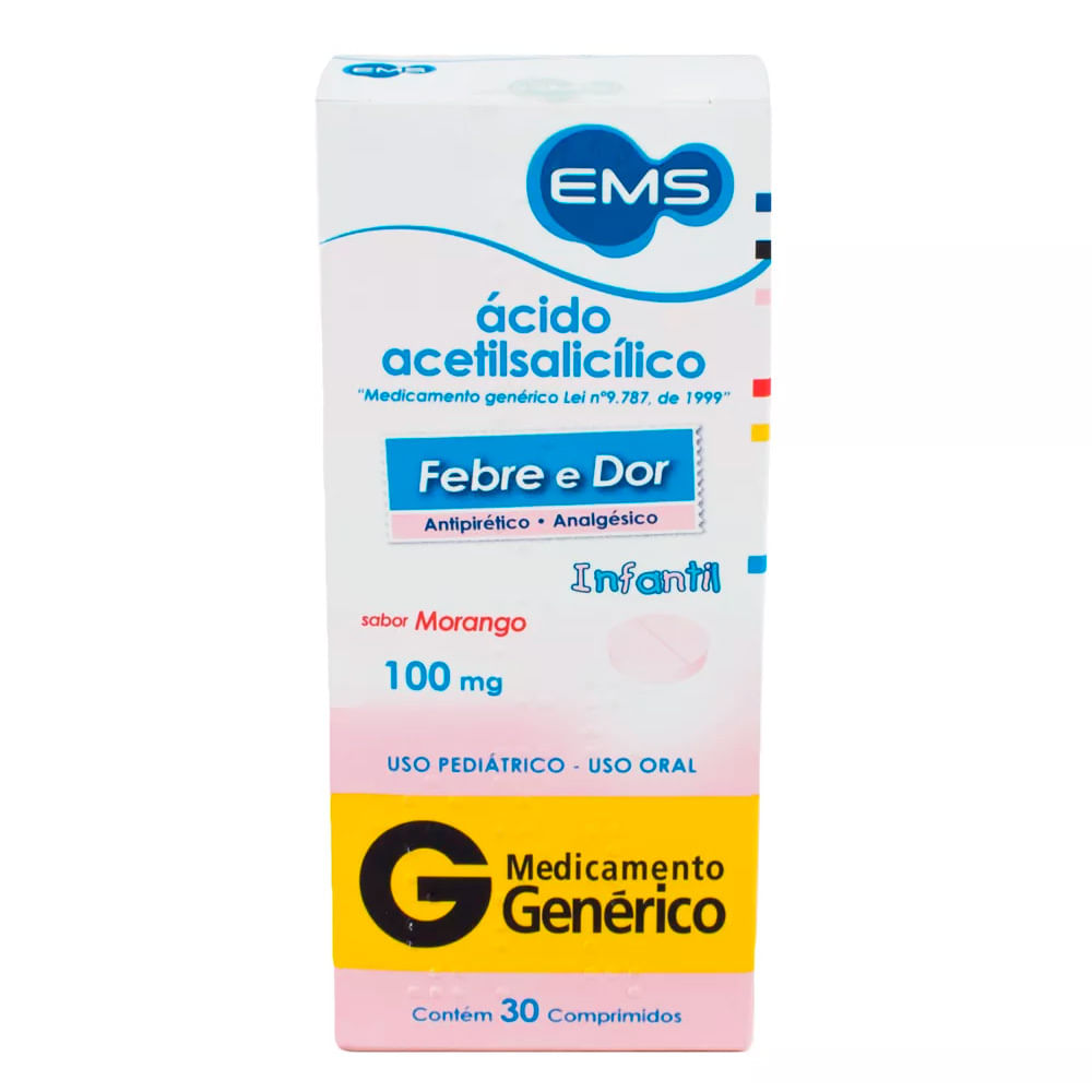 Encontraproduto.com.br - Ácido Acetilsalicílico 100mg 30 Comprimidos Ems