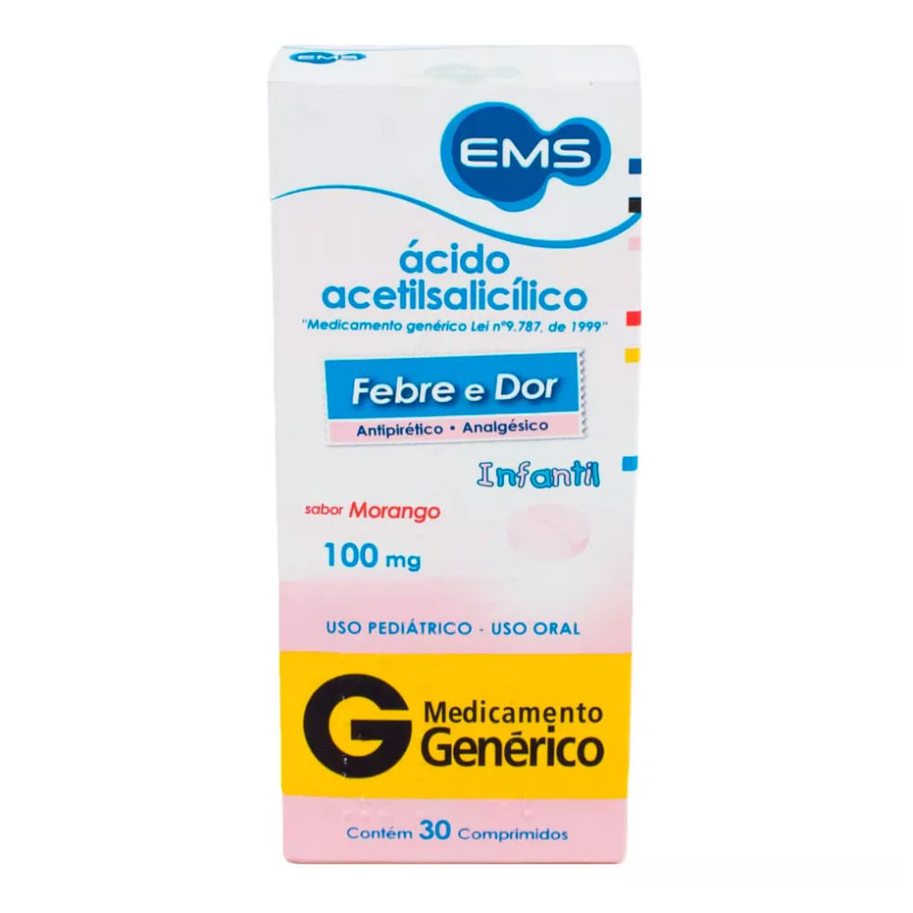 Encontraproduto.com.br - Ácido Acetilsalicílico 100mg 30 Comprimidos Ems