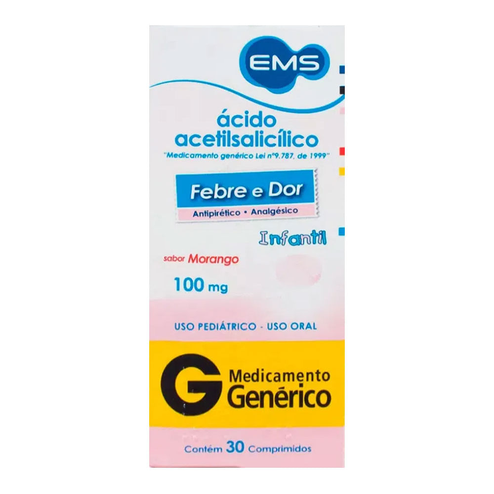 Encontraproduto.com.br - Ácido Acetilsalicílico 100mg 30 Comprimidos Ems
