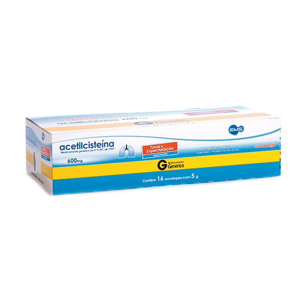 Encontraproduto.com.br - Acetilcisteína 600mg EMS Sabor Laranja 16 Envelopes