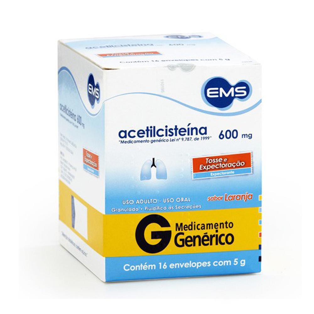 Encontraproduto.com.br - Acetilcisteína 600mg EMS Sabor Laranja 16 Envelopes
