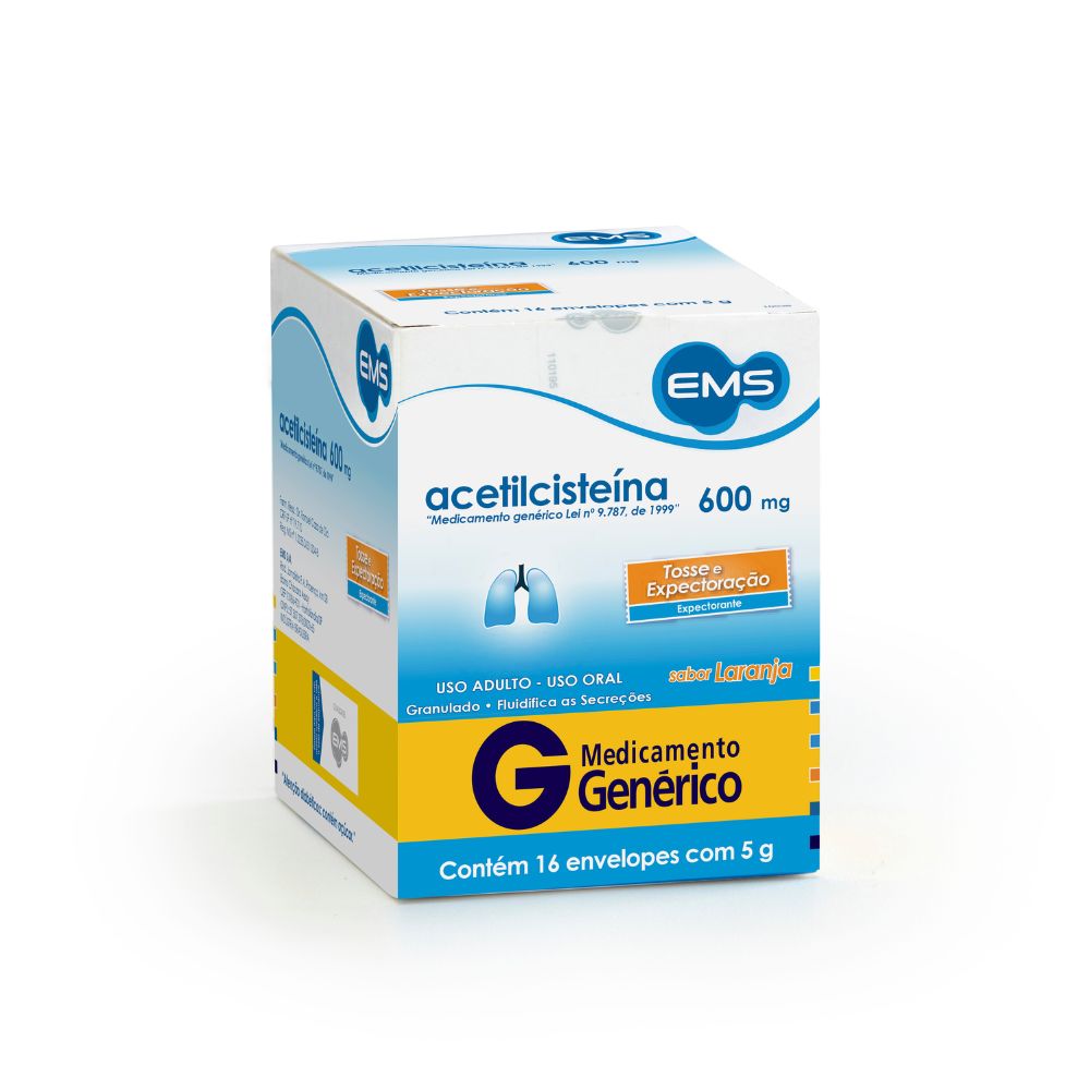 Encontraproduto.com.br - Acetilcisteína 600mg EMS Sabor Laranja 16 Envelopes