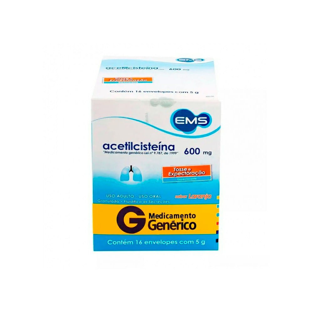 Encontraproduto.com.br - Acetilcisteína 600mg EMS Sabor Laranja 16 Envelopes