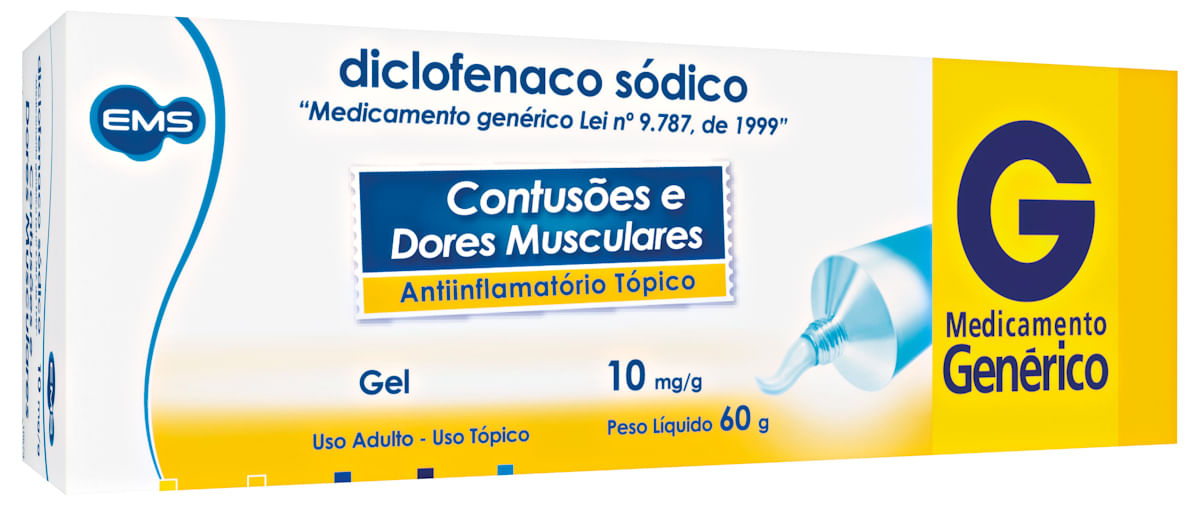 Encontraproduto.com.br - Diclofenaco Sodico 10mg Gel 60g - Genérico - Ems