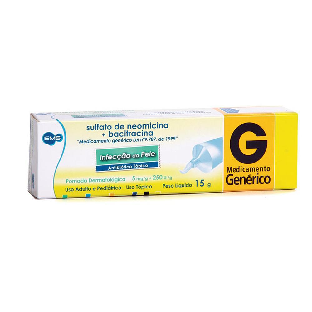 Encontraproduto.com.br - Sulfato de Neomicina + Bacitracina - EMS 5mg/g + 250ui/g pomada bisnaga com 15g