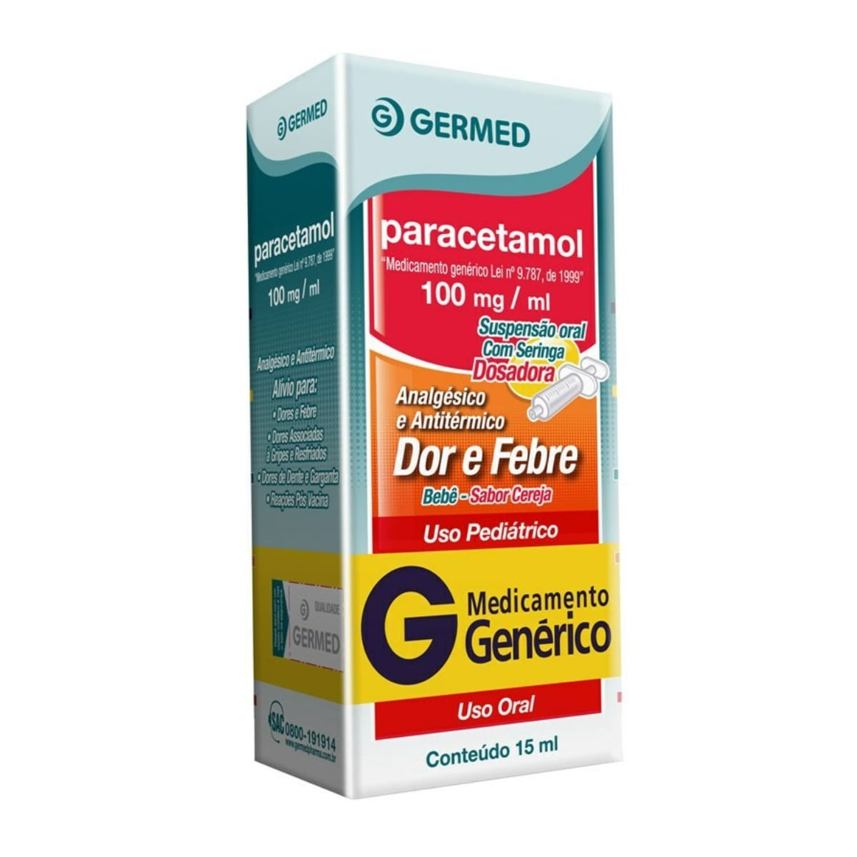 Paracetamol 100mg Bebê Sabor Cereja Sl Or 15ml - Genérico - Germed