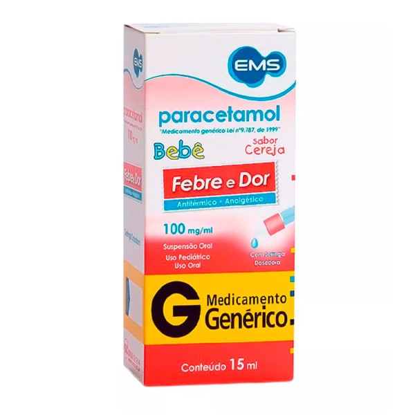 Encontraproduto.com.br - Paracetamol - EMS 100mg solução oral frasco com 15ml