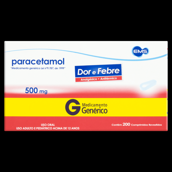 Encontraproduto.com.br - Paracetamol 500MG Comprimido revestido - Caixa com 200 Comprimidos