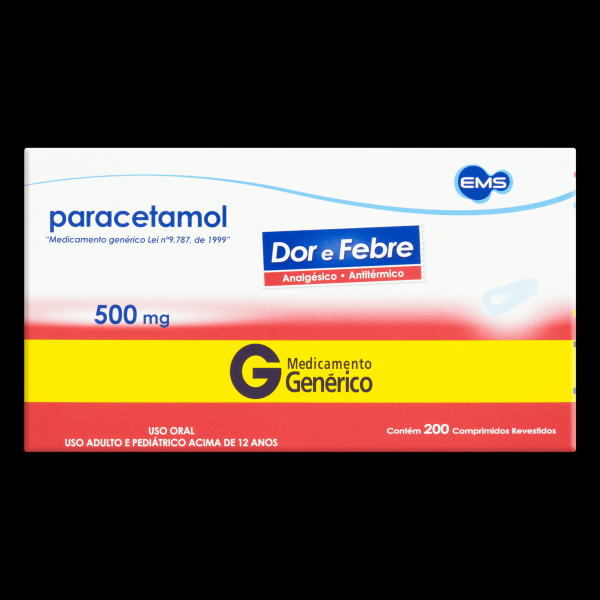 Encontraproduto.com.br - Paracetamol 500MG Comprimido revestido - Caixa com 200 Comprimidos