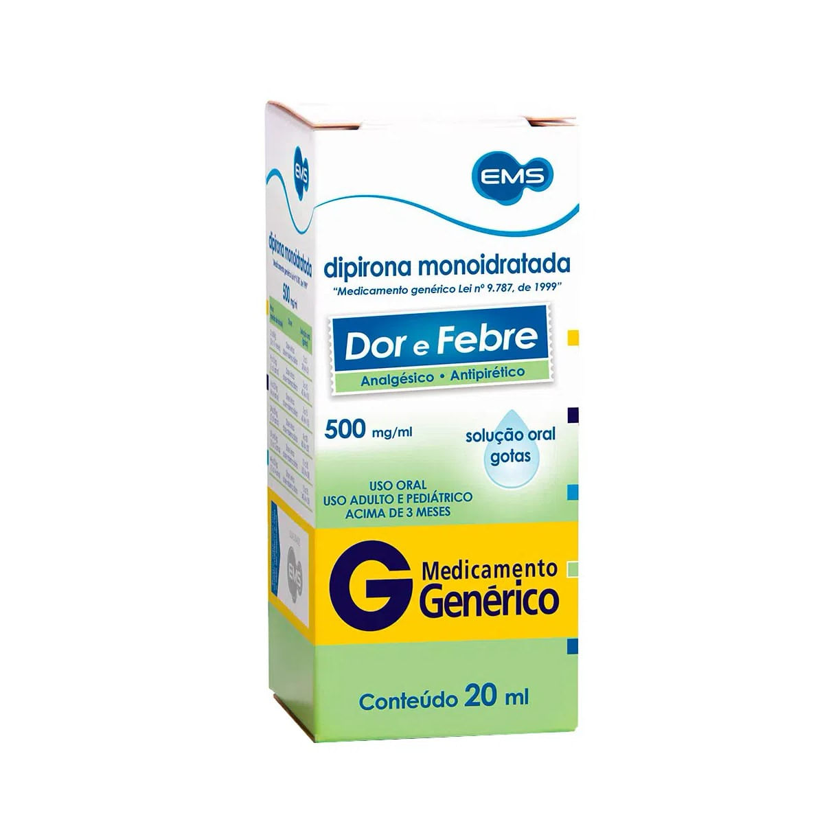 Encontraproduto.com.br - Analgésico e Antitérmico Dipirona Sódica 500mg/ml Genérico EMS 20ml