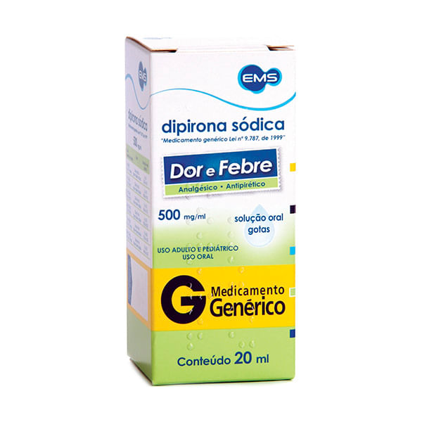 Encontraproduto.com.br - Analgésico e Antitérmico Dipirona Sódica 500mg/ml Genérico EMS 20ml