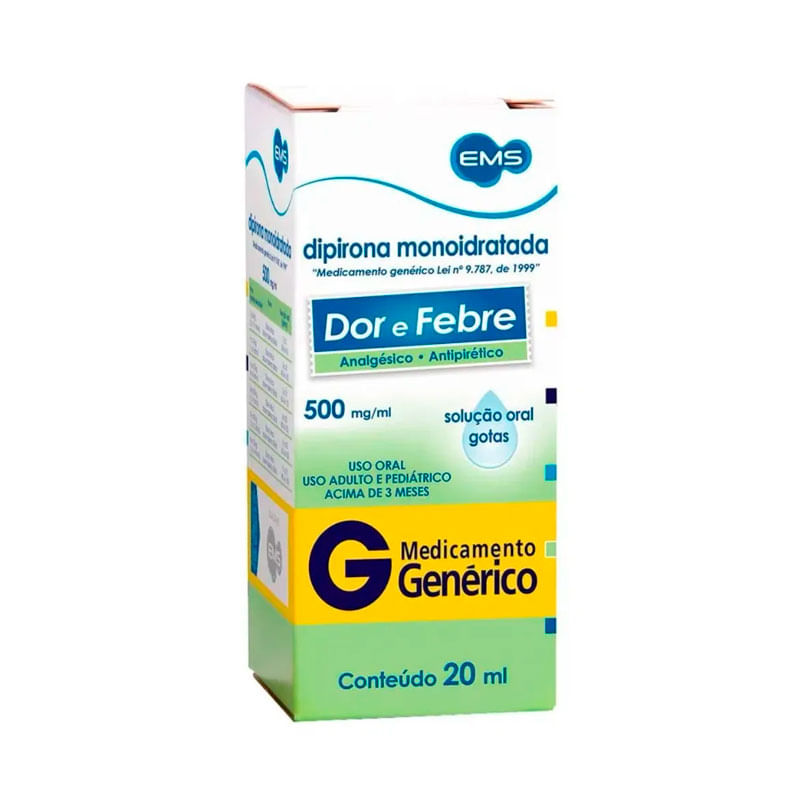 Encontraproduto.com.br - Analgésico e Antitérmico Dipirona Sódica 500mg/ml Genérico EMS 20ml