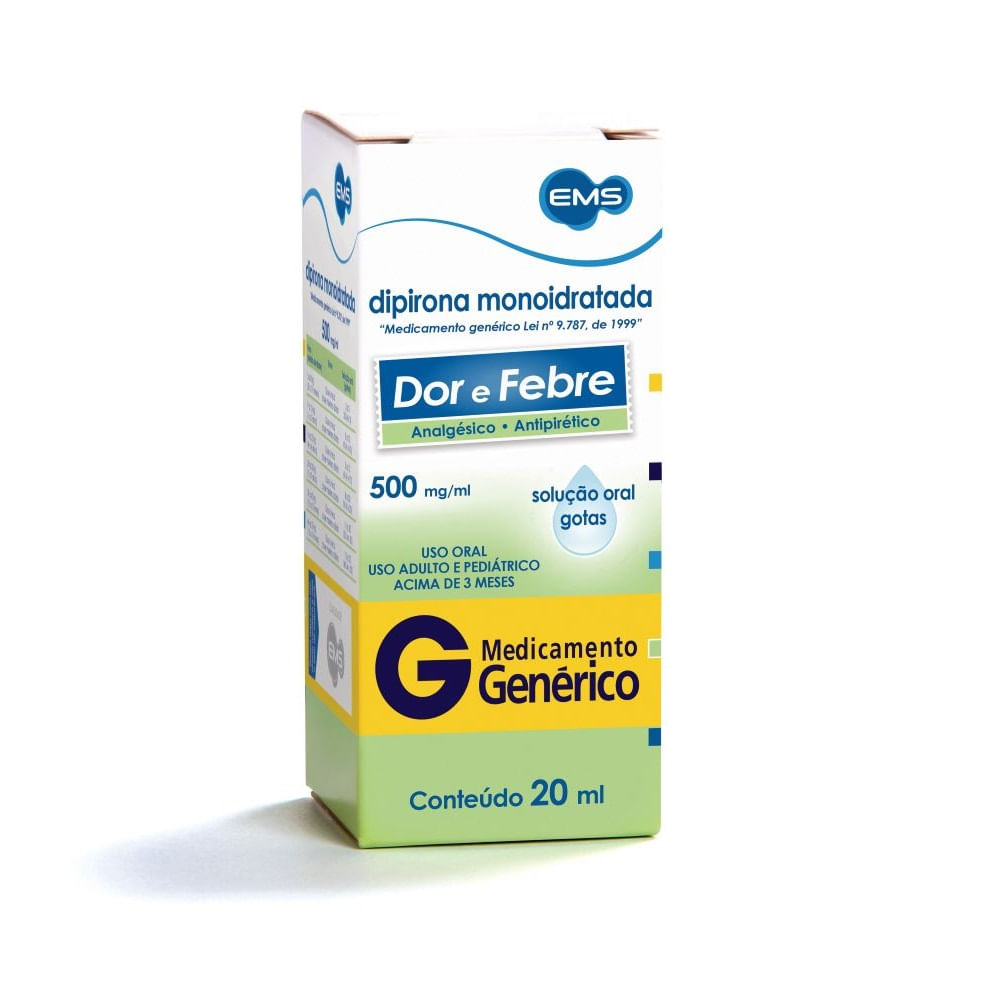 Encontraproduto.com.br - Analgésico e Antitérmico Dipirona Sódica 500mg/ml Genérico EMS 20ml