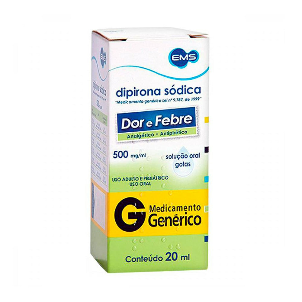 Encontraproduto.com.br - Analgésico e Antitérmico Dipirona Sódica 500mg/ml Genérico EMS 20ml