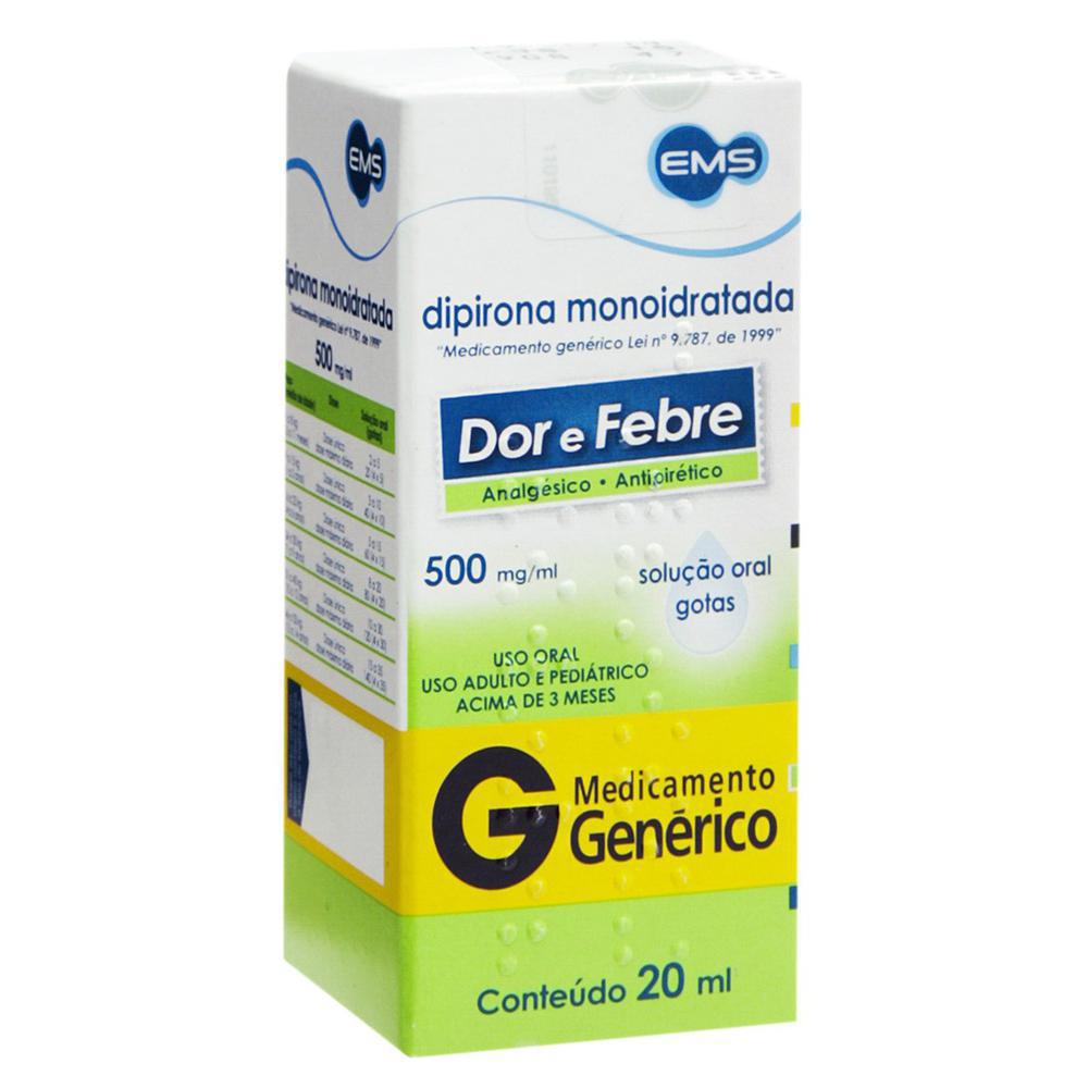 Encontraproduto.com.br - Analgésico e Antitérmico Dipirona Sódica 500mg/ml Genérico EMS 20ml