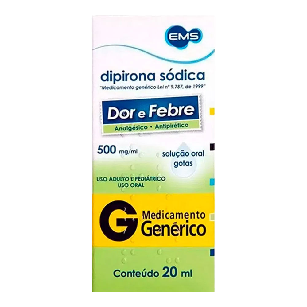 Encontraproduto.com.br - Analgésico e Antitérmico Dipirona Sódica 500mg/ml Genérico EMS 20ml